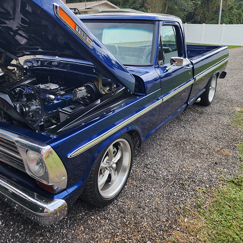 Classic Blue Truck with Hood Open